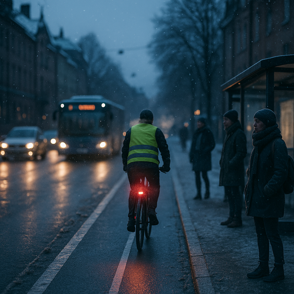 Tryg vinterpendling i mørke og glat føre